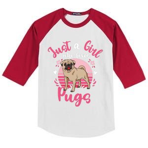 Kids Pug Just A Girl Who Loves Pugs Kids Colorblock Raglan Jersey