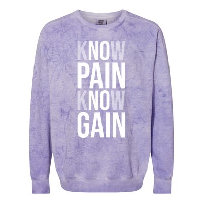 Know Pain Know Gain No Pain No Gain Gift Gym Hustle Success Meaningful Gift Colorblast Crewneck Sweatshirt