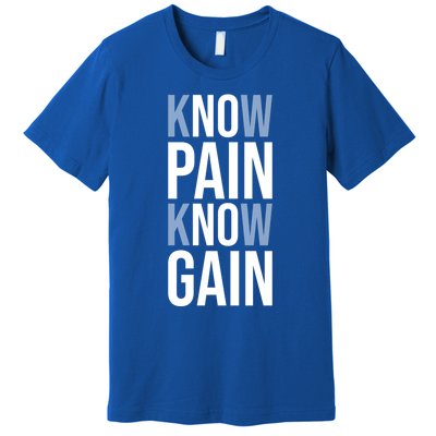 Know Pain Know Gain No Pain No Gain Gift Gym Hustle Success Meaningful Gift Premium T-Shirt