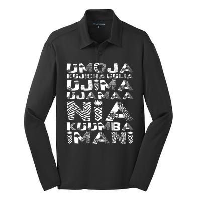 Kwanzaa Principles Silk Touch Performance Long Sleeve Polo