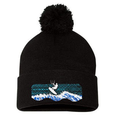 Kitesurf Piloting Kiteboard Practicing Kitesurfing Vintage Pom Pom 12in Knit Beanie