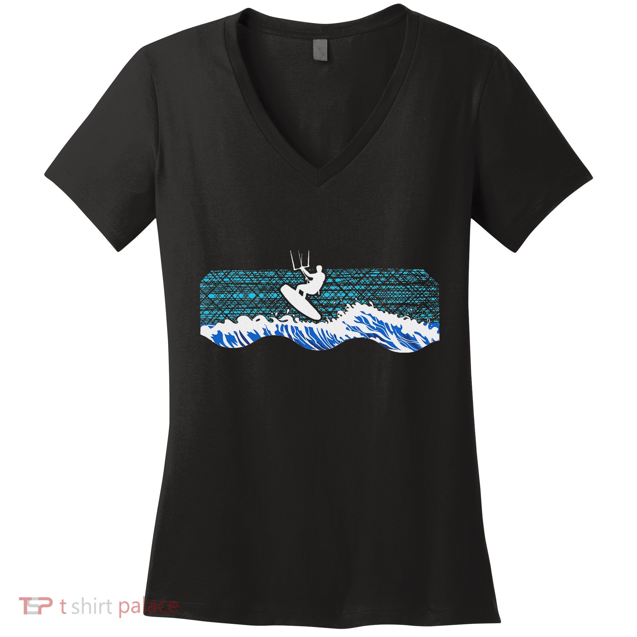 Kitesurf Piloting Kiteboard Practicing Kitesurfing Vintage Women's V-Neck T-Shirt