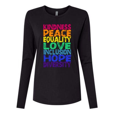 Kindness Peace Love Inclusion Equality Diversity Hu Funny Gift Womens Cotton Relaxed Long Sleeve T-Shirt