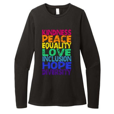 Kindness Peace Love Inclusion Equality Diversity Hu Funny Gift Womens CVC Long Sleeve Shirt