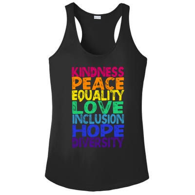 Kindness Peace Love Inclusion Equality Diversity Hu Funny Gift Ladies PosiCharge Competitor Racerback Tank