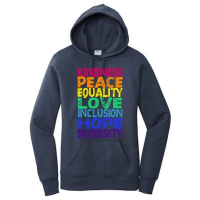 Kindness Peace Love Inclusion Equality Diversity Hu Funny Gift Women's Pullover Hoodie