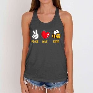 Kindness Peace Love Kind Be Kind Women's Knotted Racerback Tank