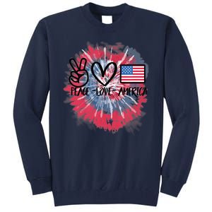 Kids Peace Love America Tie Dye 4th Of July Girl US Flag Tall Sweatshirt