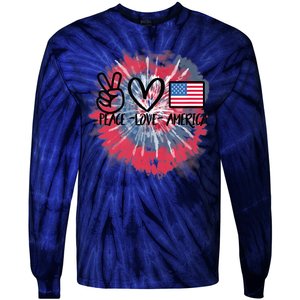 Kids Peace Love America Tie Dye 4th Of July Girl US Flag Tie-Dye Long Sleeve Shirt