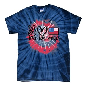 Kids Peace Love America Tie Dye 4th Of July Girl US Flag Tie-Dye T-Shirt