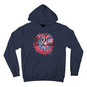 Kids Peace Love America Tie Dye 4th Of July Girl US Flag Tall Hoodie