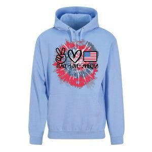 Kids Peace Love America Tie Dye 4th Of July Girl US Flag Unisex Surf Hoodie