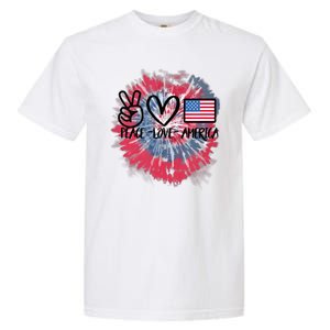 Kids Peace Love America Tie Dye 4th Of July Girl US Flag Garment-Dyed Heavyweight T-Shirt