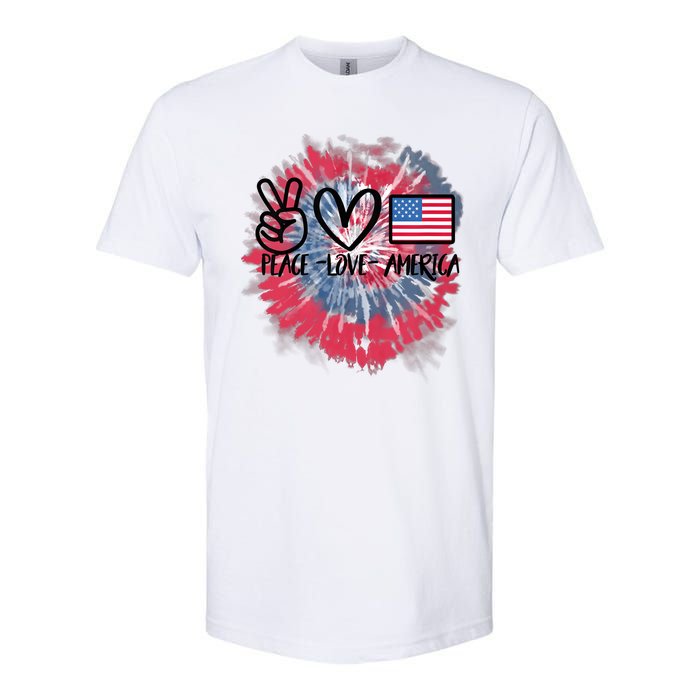 Kids Peace Love America Tie Dye 4th Of July Girl US Flag Softstyle CVC T-Shirt