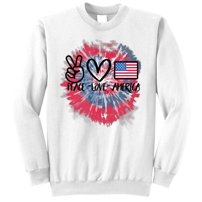 Kids Peace Love America Tie Dye 4th Of July Girl US Flag Sweatshirt