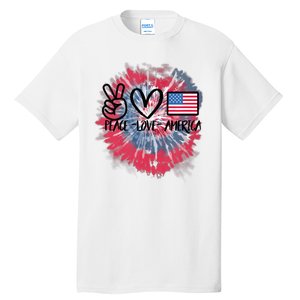 Kids Peace Love America Tie Dye 4th Of July Girl US Flag Tall T-Shirt