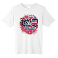 Kids Peace Love America Tie Dye 4th Of July Girl US Flag Tall Fusion ChromaSoft Performance T-Shirt