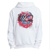 Kids Peace Love America Tie Dye 4th Of July Girl US Flag Urban Pullover Hoodie