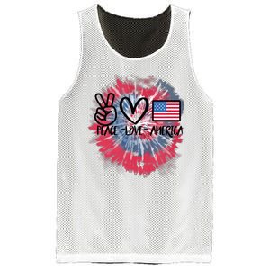 Kids Peace Love America Tie Dye 4th Of July Girl US Flag Mesh Reversible Basketball Jersey Tank