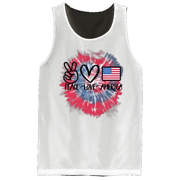 Kids Peace Love America Tie Dye 4th Of July Girl US Flag Mesh Reversible Basketball Jersey Tank