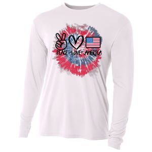 Kids Peace Love America Tie Dye 4th Of July Girl US Flag Cooling Performance Long Sleeve Crew