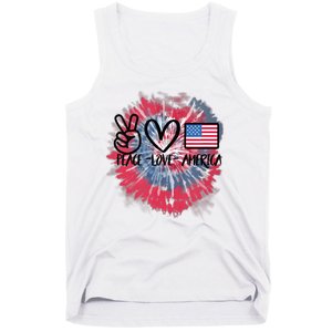 Kids Peace Love America Tie Dye 4th Of July Girl US Flag Tank Top