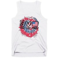 Kids Peace Love America Tie Dye 4th Of July Girl US Flag Tank Top