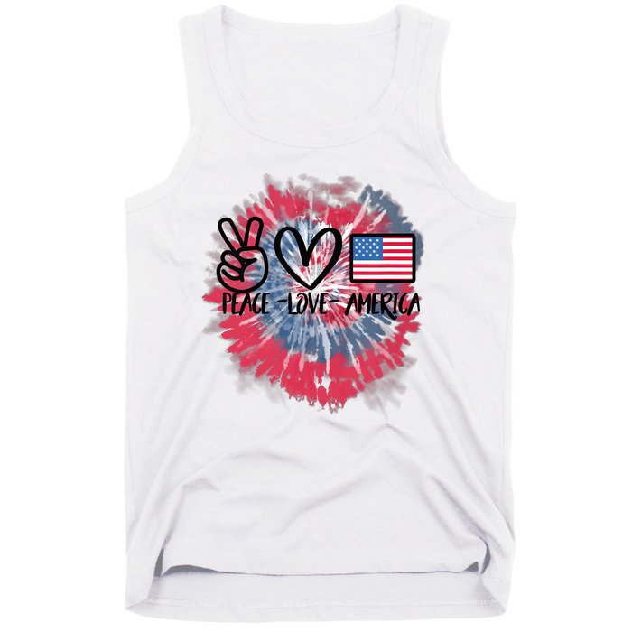 Kids Peace Love America Tie Dye 4th Of July Girl US Flag Tank Top