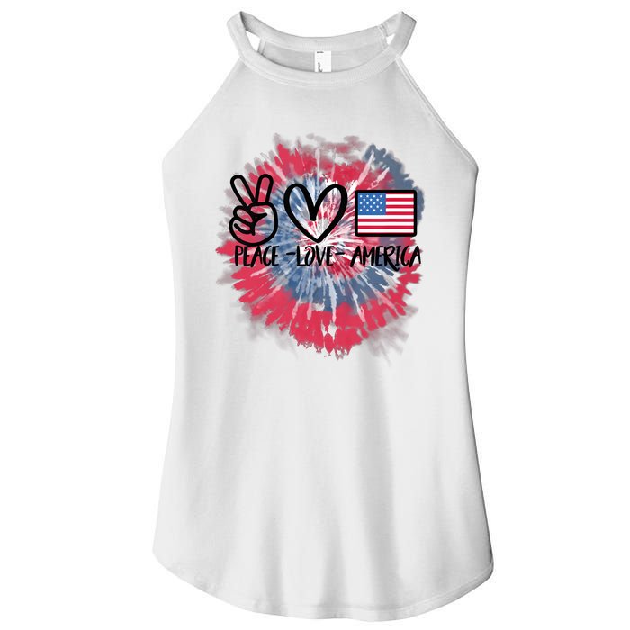 Kids Peace Love America Tie Dye 4th Of July Girl US Flag Women’s Perfect Tri Rocker Tank