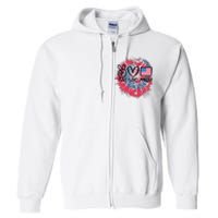 Kids Peace Love America Tie Dye 4th Of July Girl US Flag Full Zip Hoodie