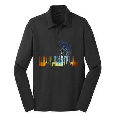 Keyboard Piano Meaningful Gift For Pianists Musicians Gift Silk Touch Performance Long Sleeve Polo