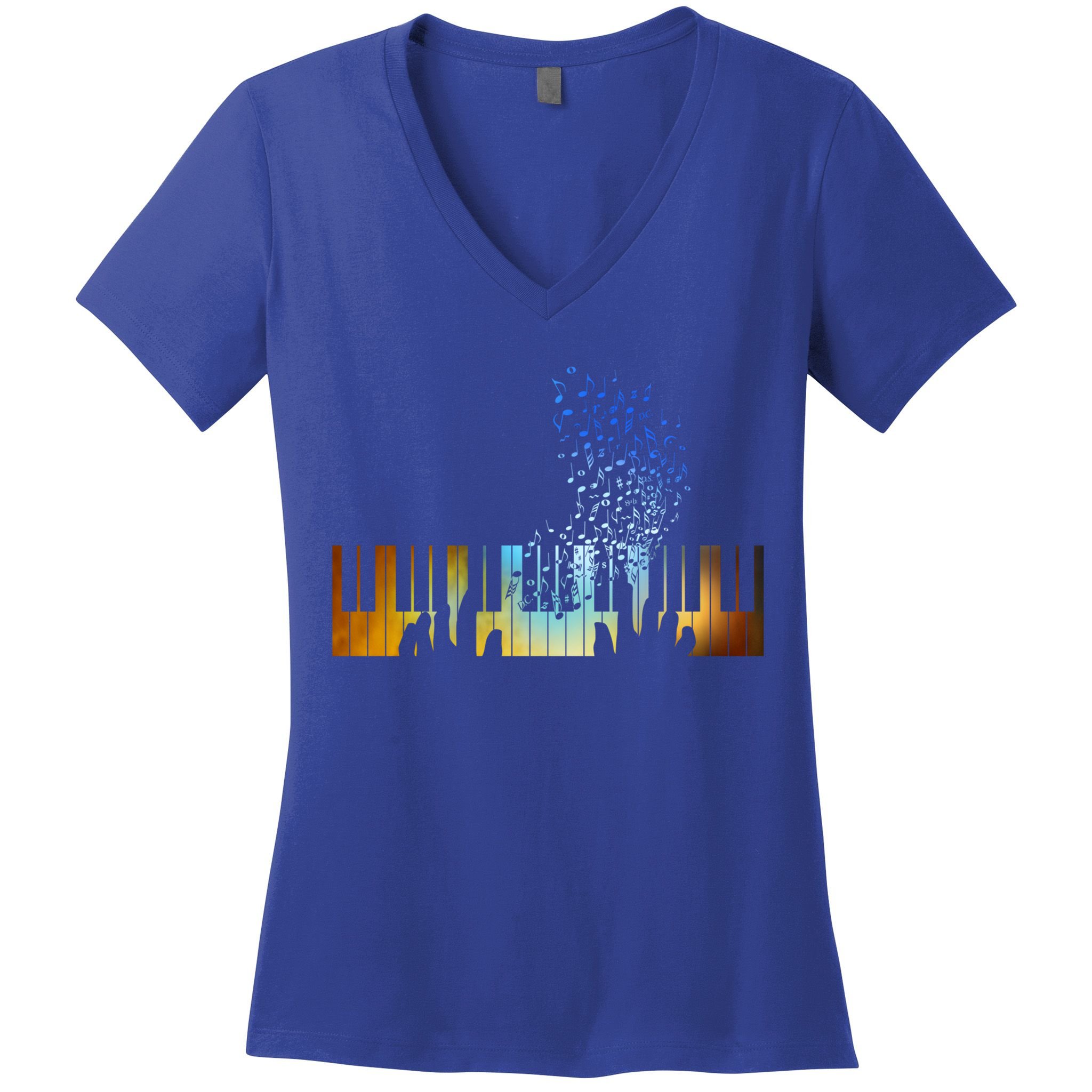Keyboard Piano Meaningful Gift For Pianists Musicians Gift Women's V-Neck T-Shirt