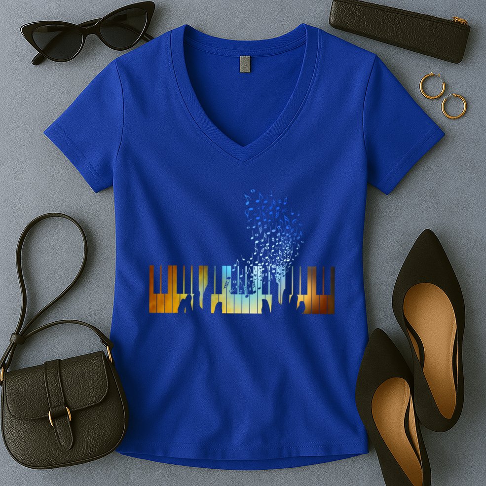 Keyboard Piano Meaningful Gift For Pianists Musicians Gift Women's V-Neck T-Shirt