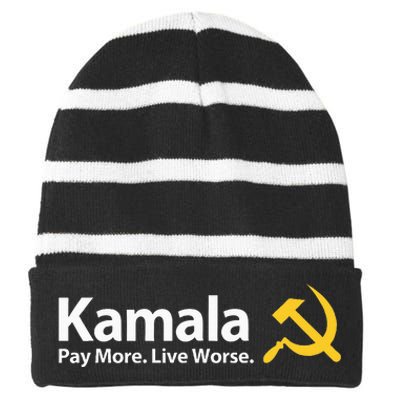 Kamala Pay More Live Worse Antisocialist Striped Beanie with Solid Band