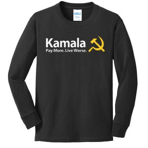 Kamala Pay More Live Worse Antisocialist Kids Long Sleeve Shirt