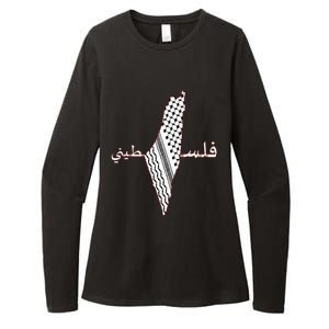 Keffiyeh Palestine Map Arabic Scarf Shemagh Palestinian Flag Womens CVC Long Sleeve Shirt