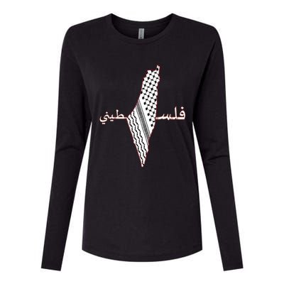 Keffiyeh Palestine Map Scarf Shemagh Palestinians Womens Cotton Relaxed Long Sleeve T-Shirt