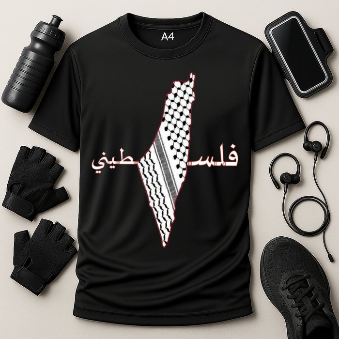 Keffiyeh Palestine Map Scarf Shemagh Palestinians Cooling Performance Crew T-Shirt