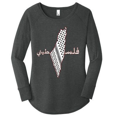 Keffiyeh Palestine Map Scarf Shemagh Palestinians Women's Perfect Tri Tunic Long Sleeve Shirt