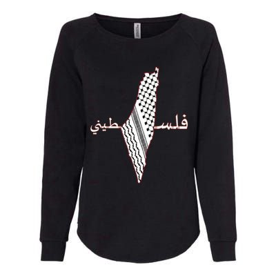 Keffiyeh Palestine Map Scarf Shemagh Palestinians Womens California Wash Sweatshirt