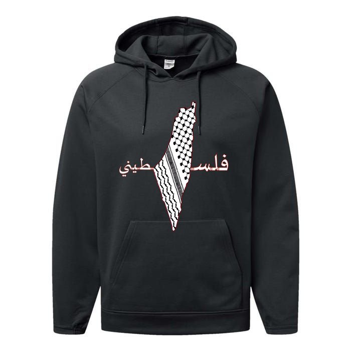 Keffiyeh Palestine Map Scarf Shemagh Palestinians Performance Fleece Hoodie