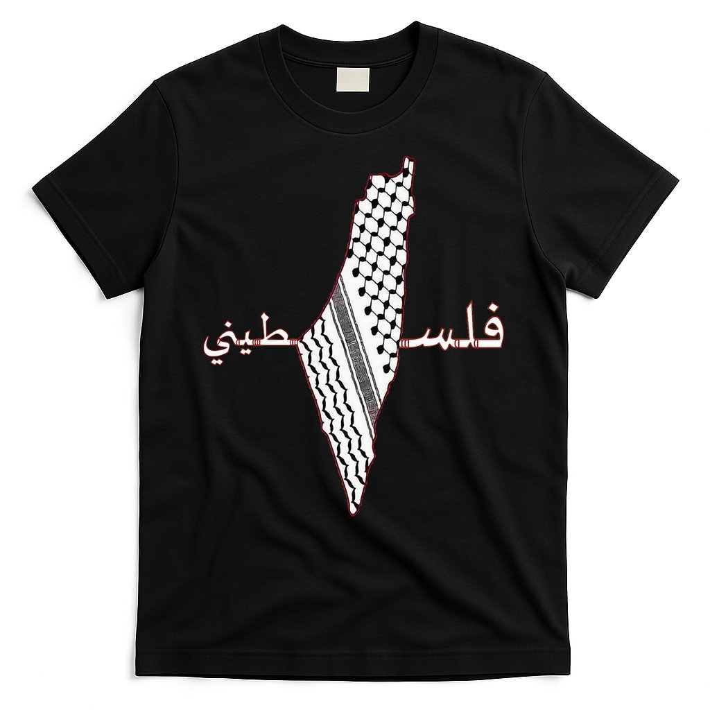 Keffiyeh Palestine Map Scarf Shemagh Palestinians T-Shirt