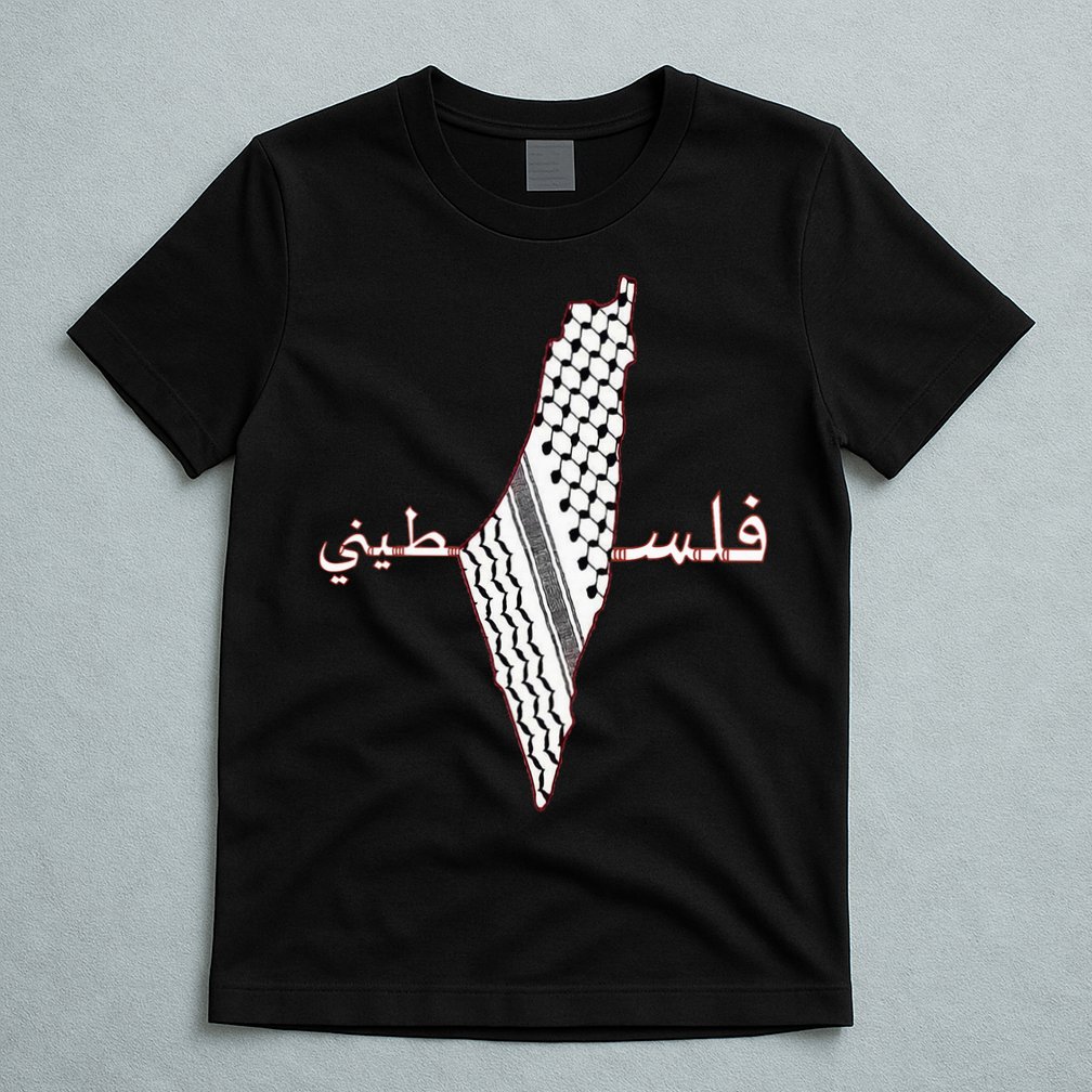 Keffiyeh Palestine Map Scarf Shemagh Palestinians T-Shirt