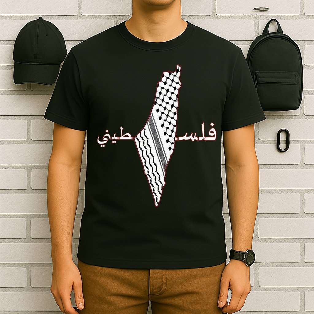Keffiyeh Palestine Map Scarf Shemagh Palestinians T-Shirt