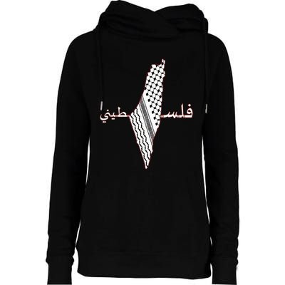 Keffiyeh Palestine Map Scarf Shemagh Palestinians Womens Funnel Neck Pullover Hood