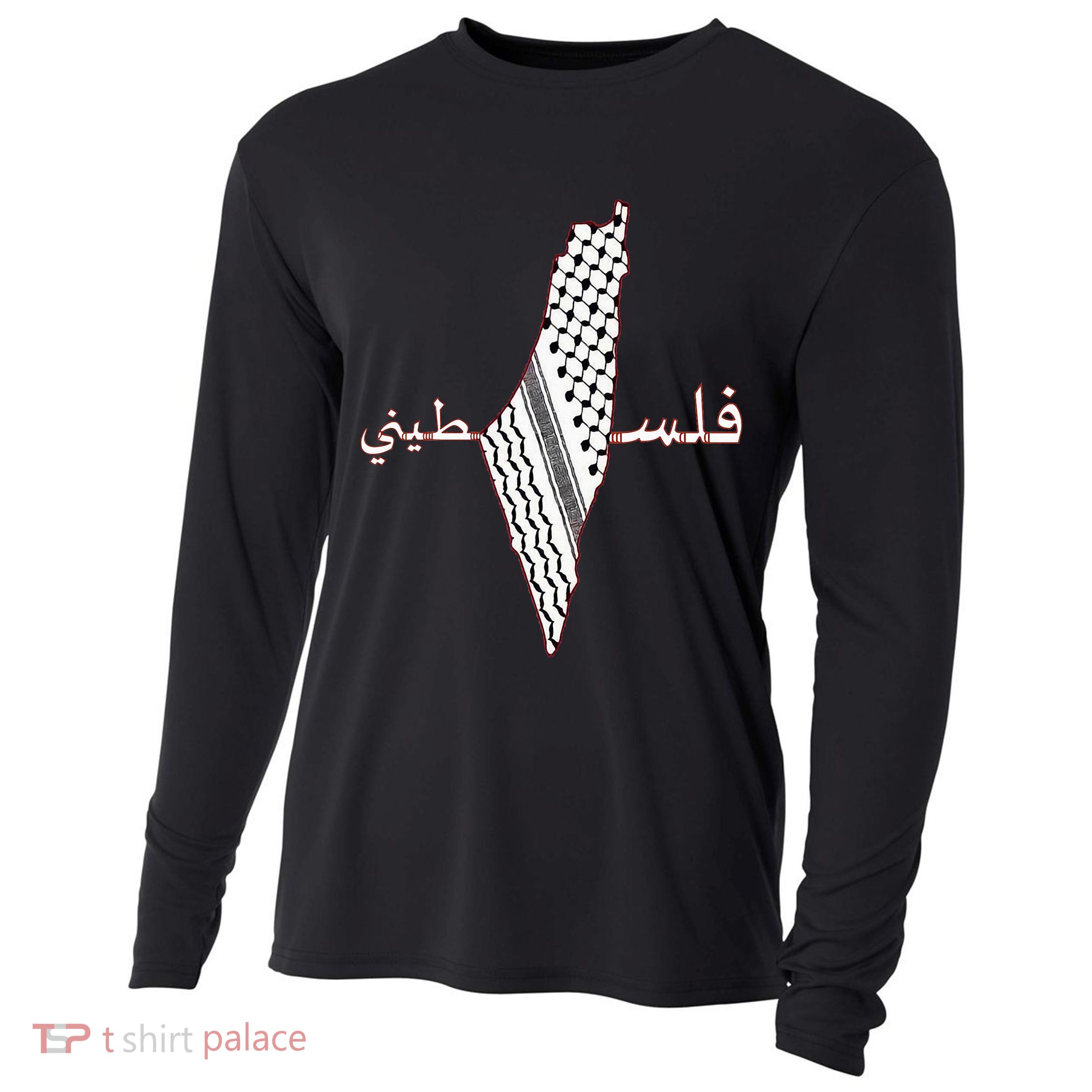 Keffiyeh Palestine Map Scarf Shemagh Palestinians Cooling Performance Long Sleeve Crew