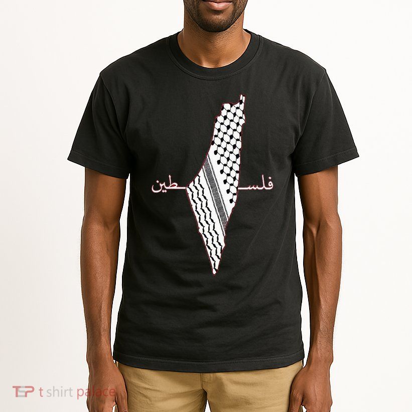 Keffiyeh Palestine Map Arabic Scarf Shemagh Palestinian Flag Tall T-Shirt