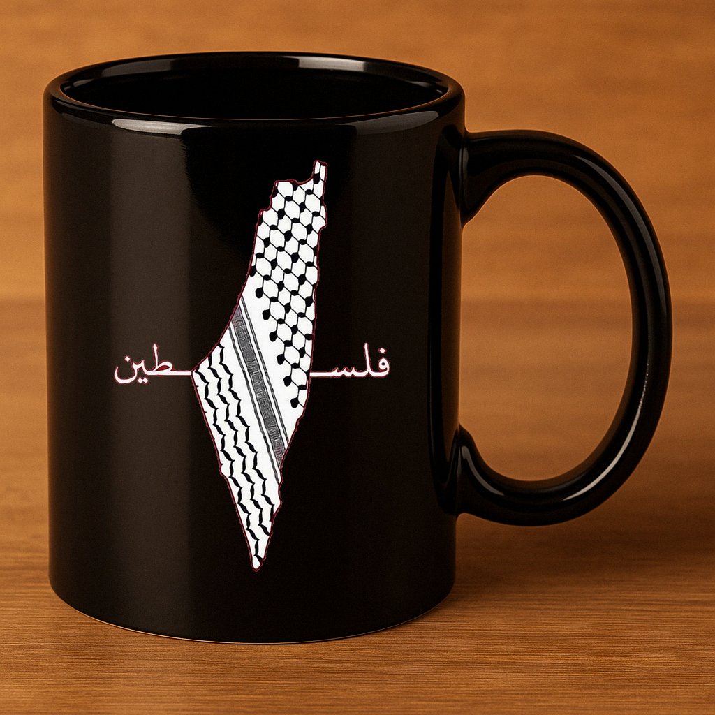 Keffiyeh Palestine Map Arabic Scarf Shemagh Palestinian Flag 11oz C Handle Ceramic Mug
