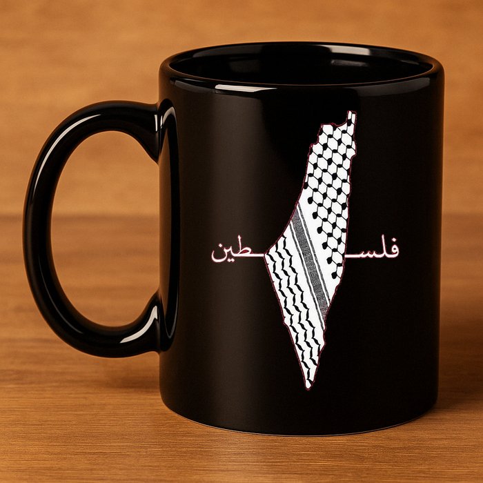 Keffiyeh Palestine Map Arabic Scarf Shemagh Palestinian Flag 11oz C Handle Ceramic Mug
