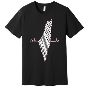 Keffiyeh Palestine Map Arabic Scarf Shemagh Palestinian Flag Premium T-Shirt